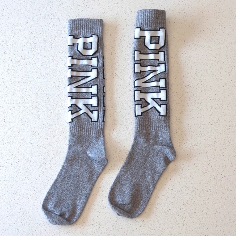 PINK Victoria's Secret Gray Knee-High Socks
